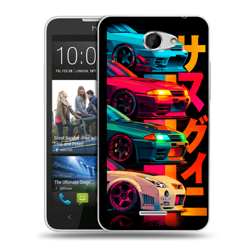 Пластиковый чехол на HTC Desire 516 с принтом Гоночные машины Пластиковый чехол на HTC Desire 516 с принтом Гоночные машины