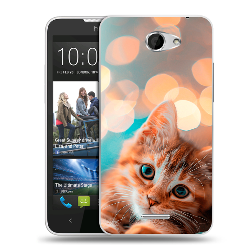Пластиковый чехол на HTC Desire 516 с принтом котик Пластиковый чехол на HTC Desire 516 с принтом котик