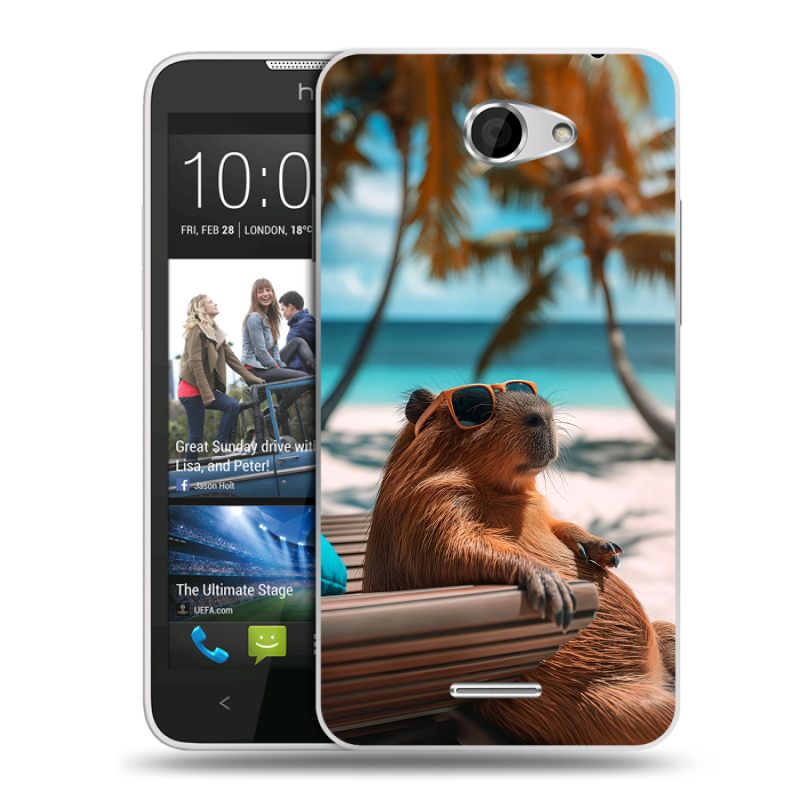 Пластиковый чехол на HTC Desire 516 с принтом Капибара Пластиковый чехол на HTC Desire 516 с принтом Капибара