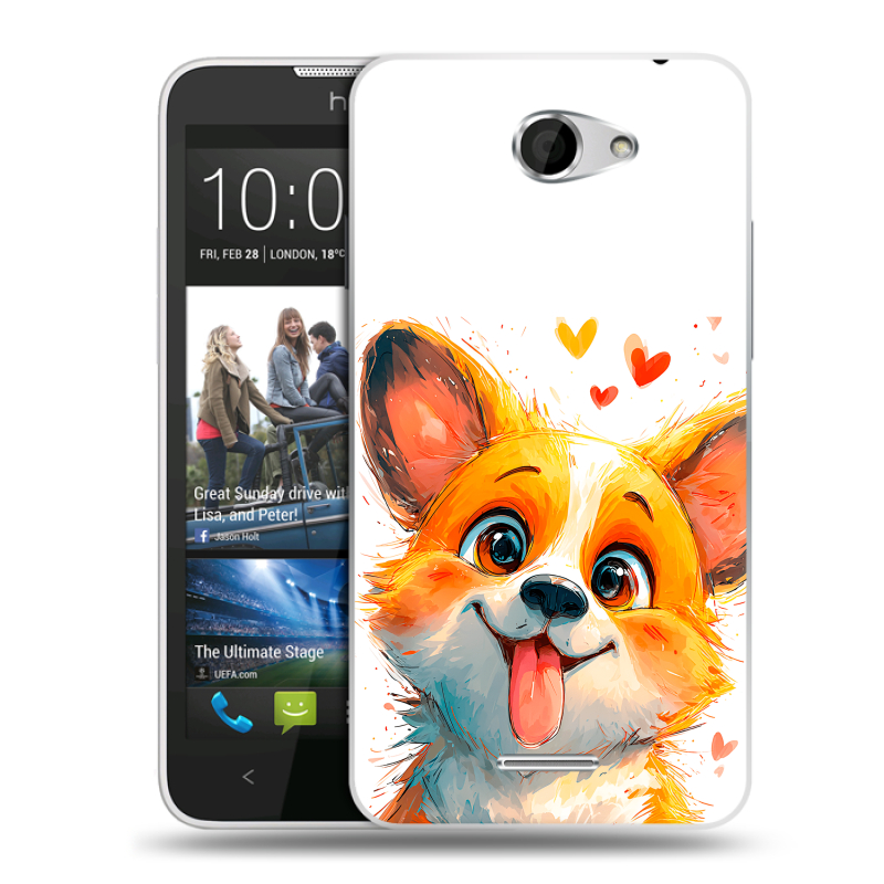 Пластиковый чехол на HTC Desire 516 с принтом корги Пластиковый чехол на HTC Desire 516 с принтом корги