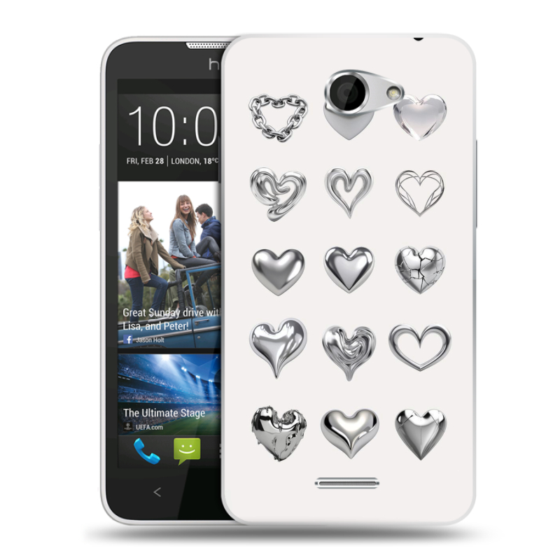 Пластиковый чехол на HTC Desire 516 с принтом Y2K сердечки Пластиковый чехол на HTC Desire 516 с принтом Y2K сердечки
