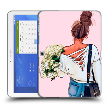 Силиконовый чехол на планшета Samsung Galaxy Tab 4 10.1 с принтом Девушка и букет Силиконовый чехол на планшета Samsung Galaxy Tab 4 10.1 с принтом Девушка и букет