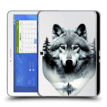 Силиконовый чехол на Samsung Galaxy Tab 4 10.1 с принтом Волк в лесу