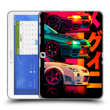 Силиконовый чехол на Samsung Galaxy Tab 4 10.1 с принтом Гоночные машины