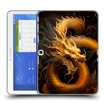 Силиконовый чехол на Samsung Galaxy Tab 4 10.1 с принтом Золотой дракон