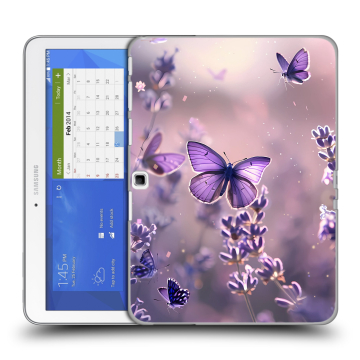 Силиконовый чехол на Samsung Galaxy Tab 4 10.1 с принтом бабочки и лаванда