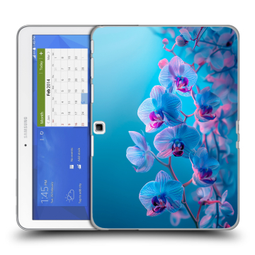 Силиконовый чехол на Samsung Galaxy Tab 4 10.1 с принтом голубые орхидеи