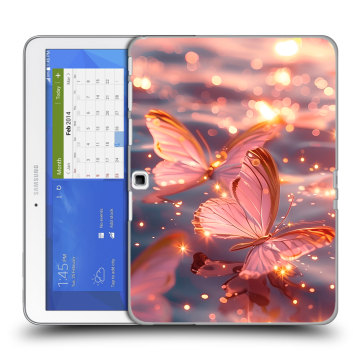 Силиконовый чехол на Samsung Galaxy Tab 4 10.1 с принтом бабочки розовые