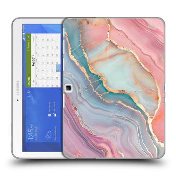 Силиконовый чехол на Samsung Galaxy Tab 4 10.1 с принтом розовый мрамор