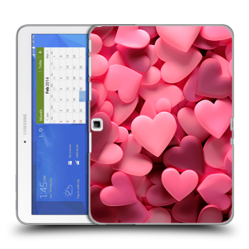 Силиконовый чехол на Samsung Galaxy Tab 4 10.1 с принтом розовые сердечки