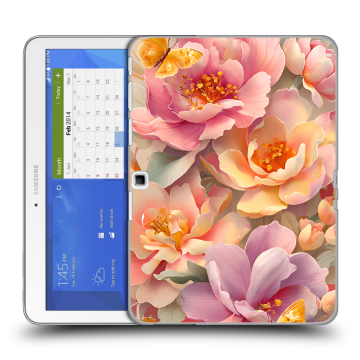 Силиконовый чехол на Samsung Galaxy Tab 4 10.1 с принтом Цветы и бабочки