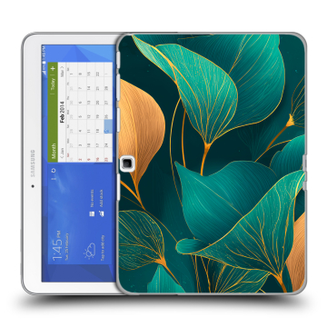 Силиконовый чехол на Samsung Galaxy Tab 4 10.1 с принтом Листья и золото
