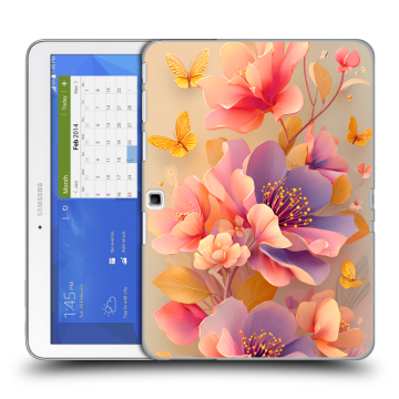 Силиконовый чехол на Samsung Galaxy Tab 4 10.1 с принтом Цветы и бабочки