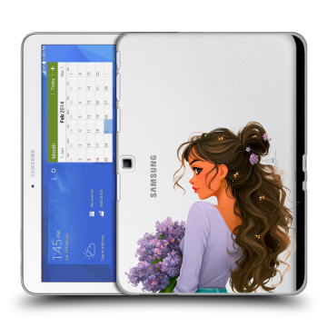 Силиконовый чехол на Samsung Galaxy Tab 4 10.1 с принтом девушка цветы