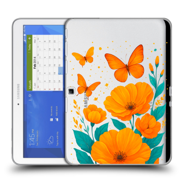 Силиконовый чехол на Samsung Galaxy Tab 4 10.1 с принтом цветы бабочки