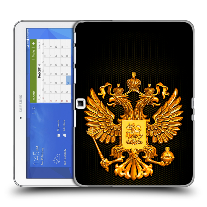 Силиконовый чехол на планшета Samsung Galaxy Tab 4 10.1 с принтом Герб России желтый Силиконовый чехол на планшета Samsung Galaxy Tab 4 10.1 с принтом Герб России желтый