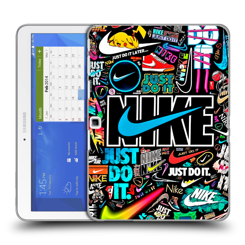 Силиконовый чехол на Samsung Galaxy Tab 4 10.1 с принтом найк nike черный Силиконовый чехол на Samsung Galaxy Tab 4 10.1 с принтом найк nike черный