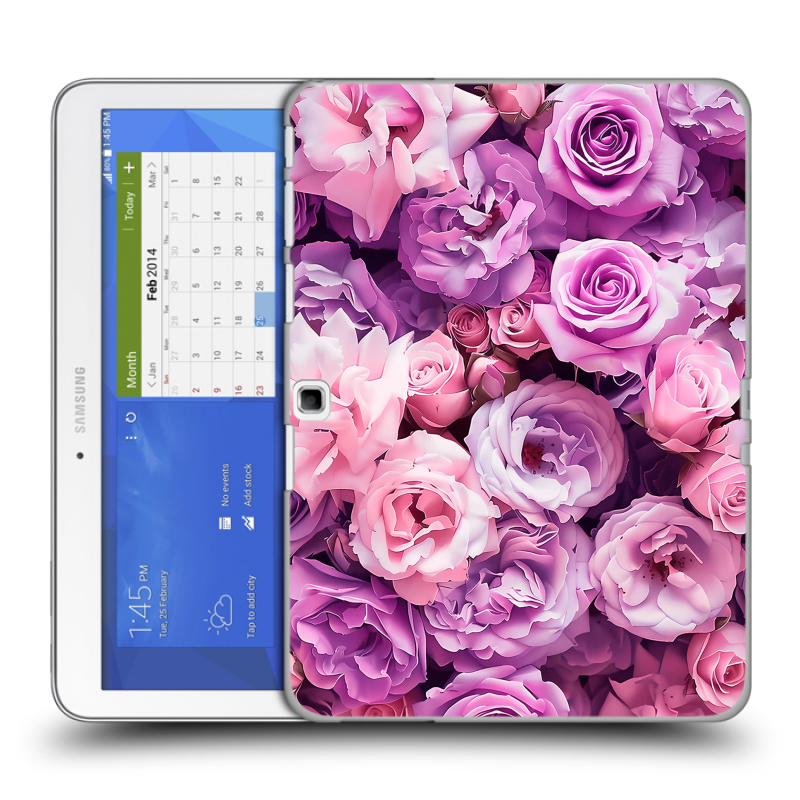 Силиконовый чехол на Samsung Galaxy Tab 4 10.1 с принтом лавандовые розы Силиконовый чехол на Samsung Galaxy Tab 4 10.1 с принтом лавандовые розы
