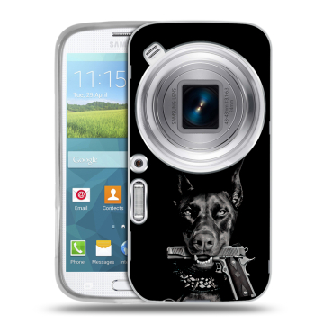 Пластиковый чехол на Samsung Galaxy K Zoom с принтом Доберман и пистолет
