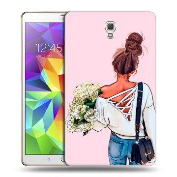 Силиконовый чехол на планшета Samsung Galaxy Tab S 8.4 с принтом Девушка и букет Силиконовый чехол на планшета Samsung Galaxy Tab S 8.4 с принтом Девушка и букет
