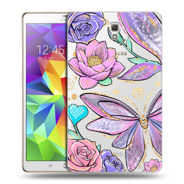 Силиконовый чехол на Samsung Galaxy Tab S 8.4 с принтом Бабочки и цветы