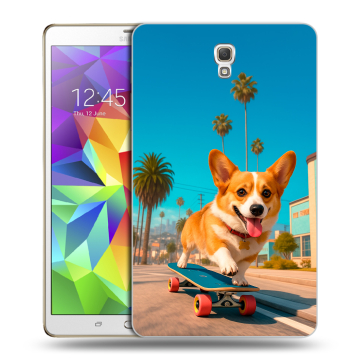 Силиконовый чехол на Samsung Galaxy Tab S 8.4 с принтом Корги на скейте