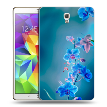 Силиконовый чехол на Samsung Galaxy Tab S 8.4 с принтом Голубые цветы