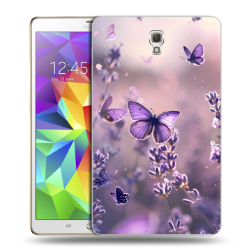 Силиконовый чехол на Samsung Galaxy Tab S 8.4 с принтом бабочки и лаванда