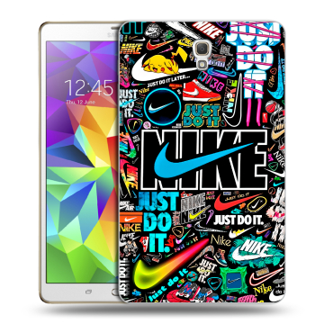 Силиконовый чехол на Samsung Galaxy Tab S 8.4 с принтом найк nike черный