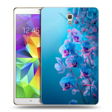 Силиконовый чехол на Samsung Galaxy Tab S 8.4 с принтом голубые орхидеи