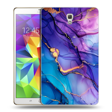 Силиконовый чехол на Samsung Galaxy Tab S 8.4 с принтом синий мрамор
