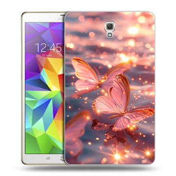 Силиконовый чехол на Samsung Galaxy Tab S 8.4 с принтом бабочки розовые