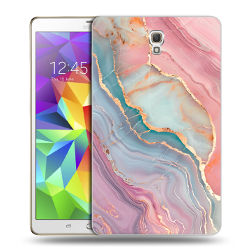 Силиконовый чехол на Samsung Galaxy Tab S 8.4 с принтом розовый мрамор