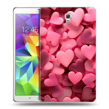 Силиконовый чехол на Samsung Galaxy Tab S 8.4 с принтом розовые сердечки