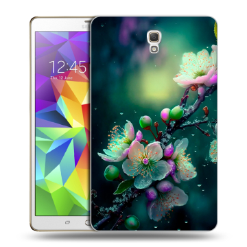 Силиконовый чехол на Samsung Galaxy Tab S 8.4 с принтом Цветы и мрамор Силиконовый чехол на Samsung Galaxy Tab S 8.4 с принтом Цветы и мрамор