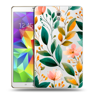 Силиконовый чехол на Samsung Galaxy Tab S 8.4 с принтом Цветы паттерн Силиконовый чехол на Samsung Galaxy Tab S 8.4 с принтом Цветы паттерн