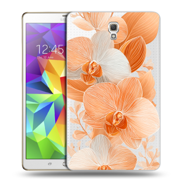 Силиконовый чехол на Samsung Galaxy Tab S 8.4 с принтом Бежевые цветы Силиконовый чехол на Samsung Galaxy Tab S 8.4 с принтом Бежевые цветы