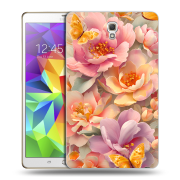 Силиконовый чехол на Samsung Galaxy Tab S 8.4 с принтом Цветы и бабочки Силиконовый чехол на Samsung Galaxy Tab S 8.4 с принтом Цветы и бабочки