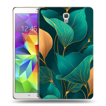 Силиконовый чехол на Samsung Galaxy Tab S 8.4 с принтом Листья и золото Силиконовый чехол на Samsung Galaxy Tab S 8.4 с принтом Листья и золото