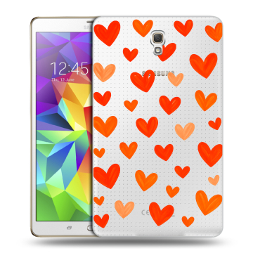 Силиконовый чехол на Samsung Galaxy Tab S 8.4 с принтом Сердечки Силиконовый чехол на Samsung Galaxy Tab S 8.4 с принтом Сердечки
