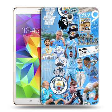 Силиконовый чехол на Samsung Galaxy Tab S 8.4 с принтом Man City Манчестер Сити