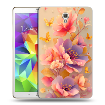 Силиконовый чехол на Samsung Galaxy Tab S 8.4 с принтом Цветы и бабочки