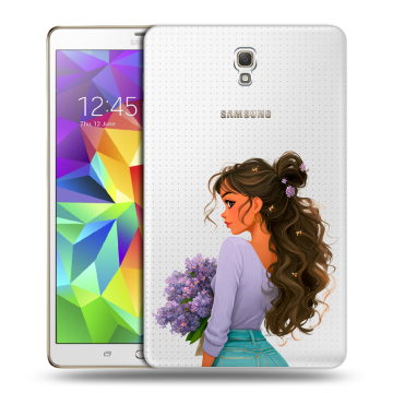 Силиконовый чехол на Samsung Galaxy Tab S 8.4 с принтом девушка цветы