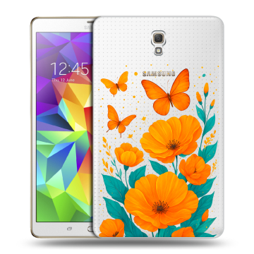 Силиконовый чехол на Samsung Galaxy Tab S 8.4 с принтом цветы бабочки