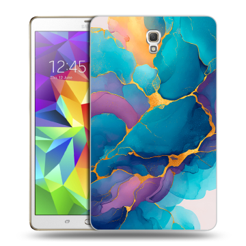 Силиконовый чехол на Samsung Galaxy Tab S 8.4 с принтом Мрамор блестки