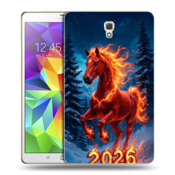 Силиконовый чехол на Samsung Galaxy Tab S 8.4 с принтом Новый год коня