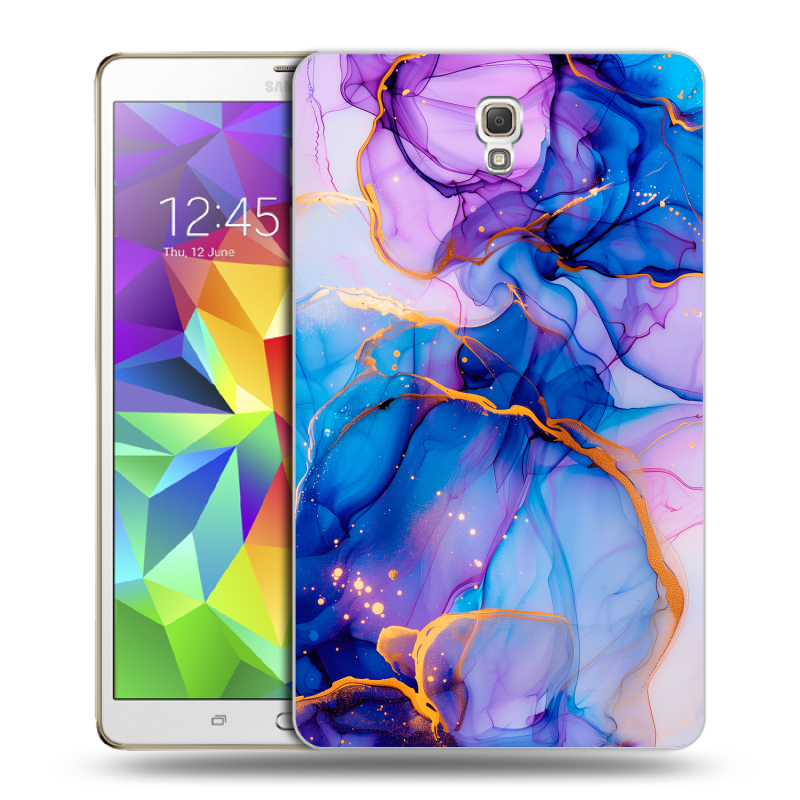 Силиконовый чехол на планшета Samsung Galaxy Tab S 8.4 с принтом синий мрамор Силиконовый чехол на планшета Samsung Galaxy Tab S 8.4 с принтом синий мрамор