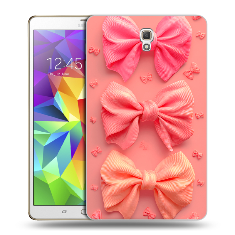 Силиконовый чехол на Samsung Galaxy Tab S 8.4 с принтом Розовые бантики Силиконовый чехол на Samsung Galaxy Tab S 8.4 с принтом Розовые бантики