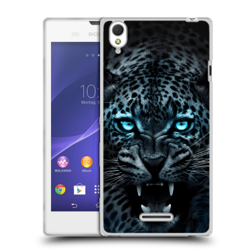 Силиконовый чехол на Sony Xperia T3 с принтом Темный леопард