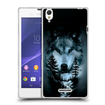 Силиконовый чехол на Sony Xperia T3 с принтом Лесной волк